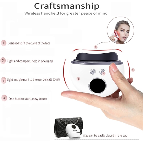 Electric Gua Sha Bian Stone,Red Light Therapy Facial Tool,Facial Massage Scraping Board for Neck Facial Lift Anti-Aging-White