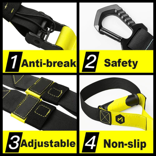 Suspension Trainer Fitness Straps Kit - Bodyweight Resistance Training Bands with Handles for Home Functional Gym Full-Body Exercise Equipment