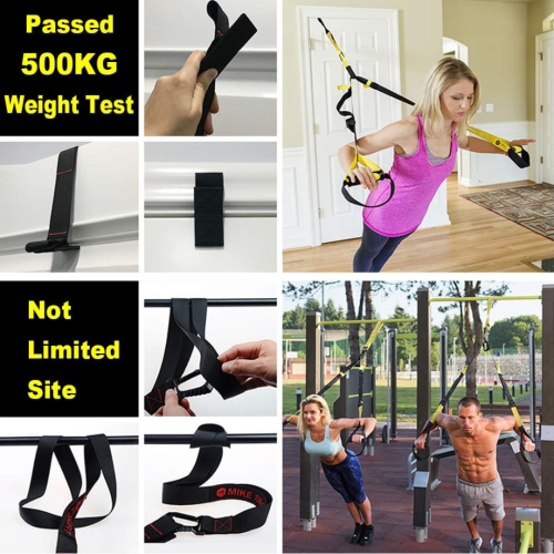 Suspension Trainer Fitness Straps Kit - Bodyweight Resistance Training Bands with Handles for Home Functional Gym Full-Body Exercise Equipment