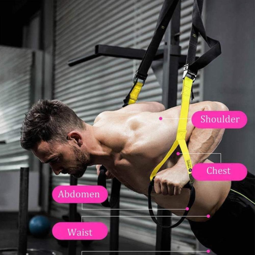 Suspension Trainer Fitness Straps Kit - Bodyweight Resistance Training Bands with Handles for Home Functional Gym Full-Body Exercise Equipment