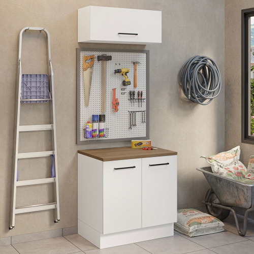 Madesa 2-Piece Garage and Utility Room Storage Cabinet Set with 31 Inch Base Cabinet and 31 Inch Slim Wall Cabinet Modular Storage Organization Unit