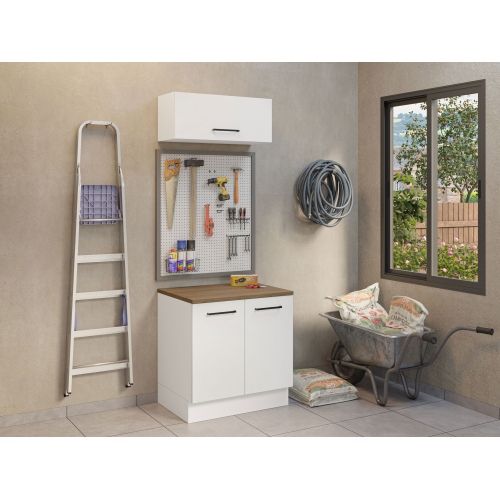 Madesa 2-Piece Garage and Utility Room Storage Cabinet Set with 31 Inch Base Cabinet and 31 Inch Slim Wall Cabinet Modular Storage Organization Unit