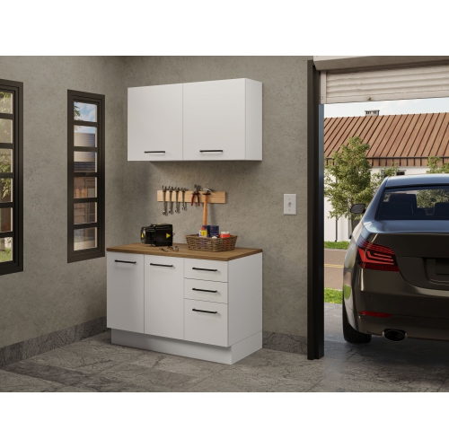 Madesa 2-Piece Garage and Utility Room Storage Cabinet Set with 47 Inch Base Cabinet and 47 Inch Wall Cabinet Modular Storage Organization Unit -