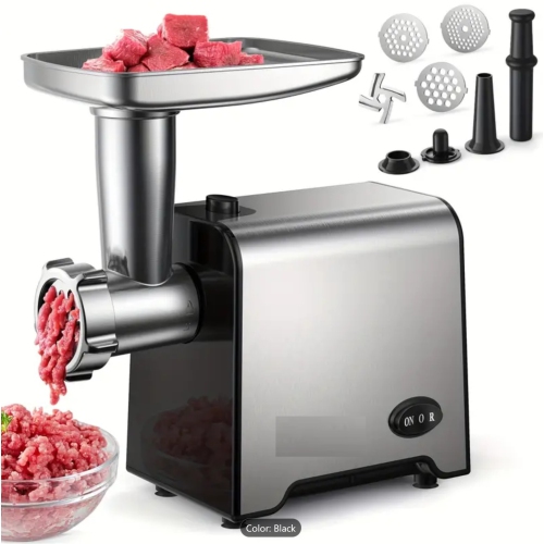 Electric Meat Grinder, Sausage Stuffer Maker 450W Food Grinder with Blade & 3 Plates, Sausage Stuffer Tubes & Kubbe Kit, Stainless Steel Heavy Duty