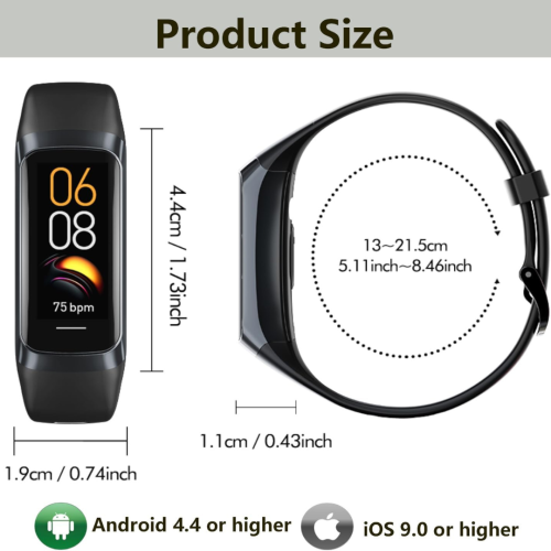 Fitness Tracker Heart Rate Monitor, Smart Watch Activity Tracker Pedometer Sports Bracelet with Calorie Counter, Sleep Monitor Wristband with IP68