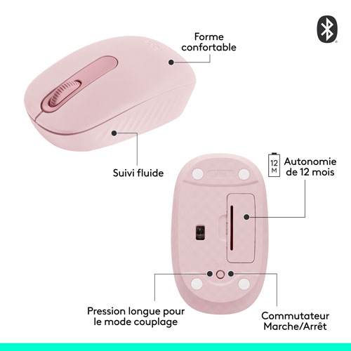 Souris optique Bluetooth de 1000 ppp M196 de Logitech - Rose