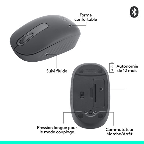 Souris optique Bluetooth de 1000 ppp M196 de Logitech - Graphite
