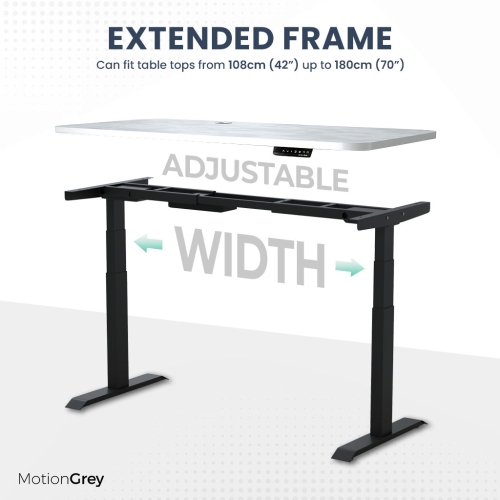 MotionGrey Height Adjustable German Electric Dual Motors Sit-to-Stand Computer Home Table and Office Standing Desk - Black Frame with Tabletop