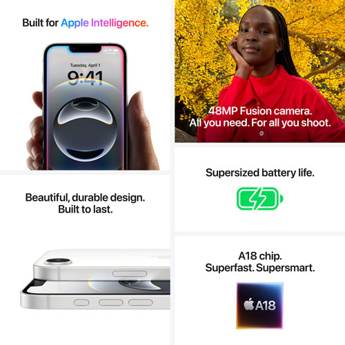 TELUS Apple iPhone 16e 256GB - White - Monthly Financing