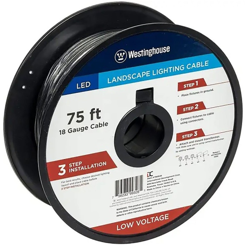 Westinghouse - 2 Conductor Landscape Lighting Cable, 18AWG, 75 Feet Length