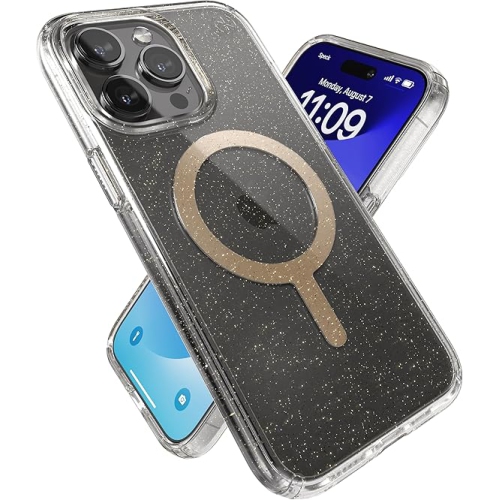 Speck Presidio Lux MagSafe Clear/With Gold Giltter Case - iPhone 15 Pro Max