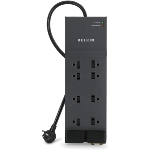 Belkin - 8-Outlet Low-Profile Surge Protector, 3550 Joules Protection, 12-Foot Cord, Black
