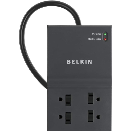 Belkin - 8-Outlet Low-Profile Surge Protector, 3550 Joules Protection, 12-Foot Cord, Black
