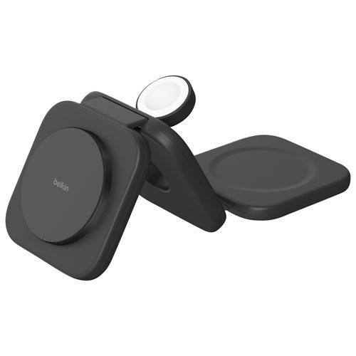 Belkin 3-in-1 15W Qi2 Wireless Travel Charging Pad with Travel Bag - Black