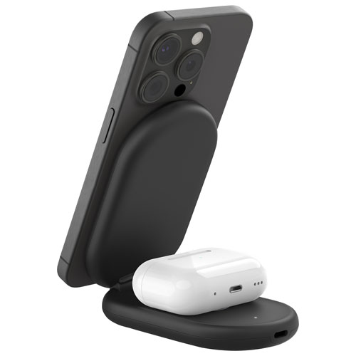 Belkin 2-in-1 15W Qi2 Wireless Foldable Charging Stand - Black