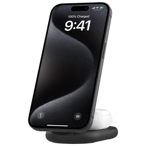 Belkin 2-in-1 15W Qi2 Wireless Foldable Charging Stand - Black