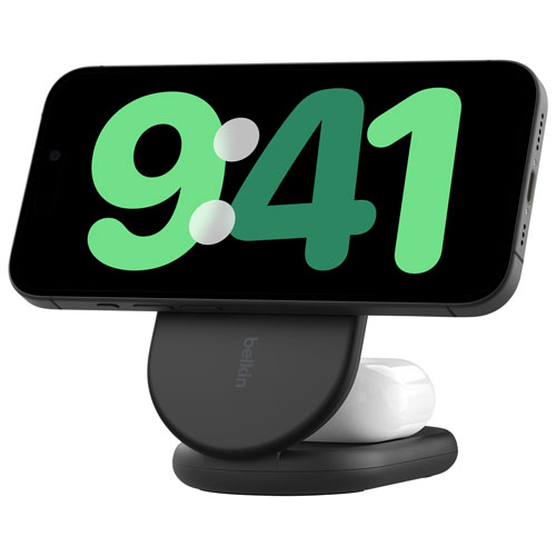 Belkin 2-in-1 15W Qi2 Wireless Foldable Charging Stand - Black