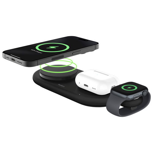 Belkin 3in-1 15W Qi2 Wireless USB-C Charging Pad - Black
