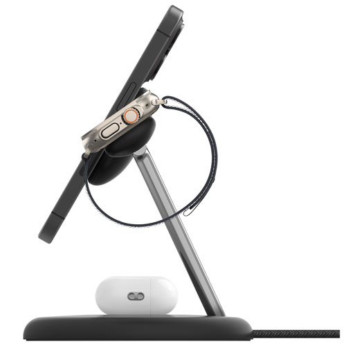 Support de chargement magnétique sans fil 3-en-1 Qi2 de 15 W BoostCharge Pro de Belkin - Noir