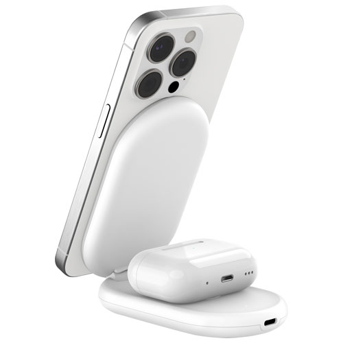 Belkin 2-in-1 15W Qi2 Wireless Foldable Charging Stand - White