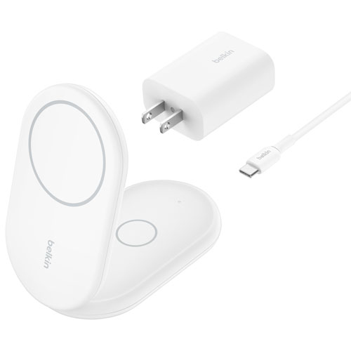 Belkin 2-in-1 15W Qi2 Wireless Foldable Charging Stand - White