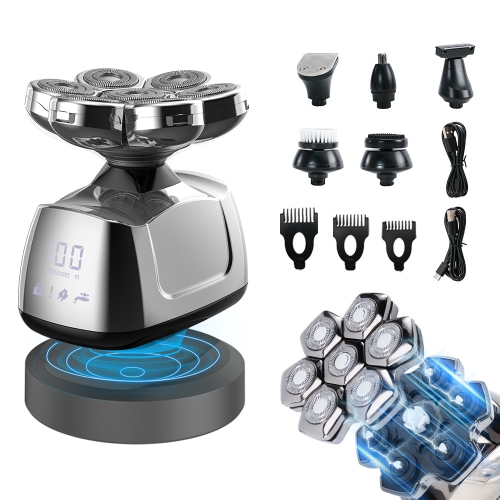 MYACUC  Multifunctional Beard Trimmer for Men Electric Razor With Nose Hair Trimmer Waterproof Mens Shaver Grooming Kit- In Silver