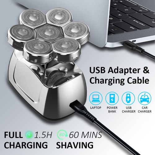 Multifunctional Beard Trimmer For men Electric Razor with Nose Hair Trimmer Waterproof Mens Shaver Grooming Kit- Silver