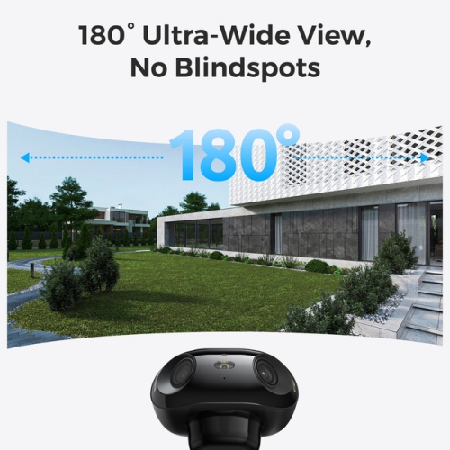 Reolink Argus 4 Pro - 4K 180° Dual-Lens Wi-Fi 6 Battery Security Camera with True Full-Color Night Vision, Solar Powered Wireless Outdoor Camera Black