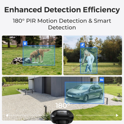 Reolink Argus 4 Pro - 4K 180° Dual-Lens Wi-Fi 6 Battery Security Camera with True Full-Color Night Vision, Solar Powered Wireless Outdoor Camera Black