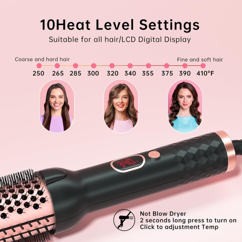 Brosse thermique pour cheveux frisés, brosse ronde chauffante à ions négatifs de 1,5&nbsp;po, brosse à friser pour boucles, fer à friser à chauffage