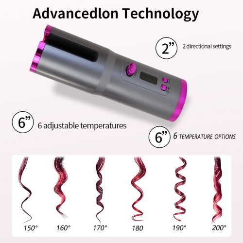 Cordless Automatic Hair Curler Auto Curling Iron Wireless Portable Curling Rotating Wand for Hair Styling