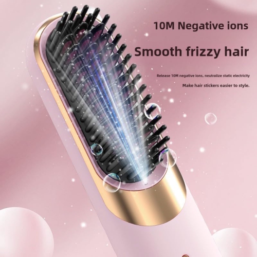 Cordless Hair Straightener Brush,Portable Straightener Brush for Travel,Lightweight Mini Rechargeable Straightening Comb