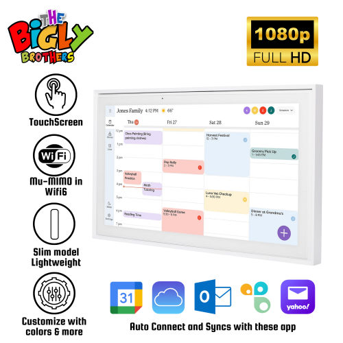 Image 1 of 10.. Bigly Brothers 16-inch Smart Family Digital Calendar & Digital Picture Frame, All-in-One Digital Planner with Auto-Sync, Chore Tracker & Meal