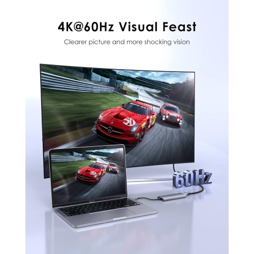 USB C Hub with 4K HDMI Output, 4 USB 3.0, Type C Charging Dongle Compatible 2022-2016 MacBook Pro, New Mac Air, Stable Driver Adapter, Space Gray