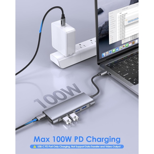 USB C Hub with 4K HDMI Output, 4 USB 3.0, Type C Charging Dongle Compatible 2022-2016 MacBook Pro, New Mac Air, Stable Driver Adapter, Space Gray