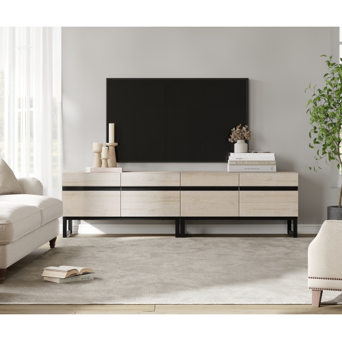 Image 1 of 8.. WAMPAT Modern TV Stand for TVs up to 75 inch, 2 in 1 Entertainment Center TV Console with Storage Cabinets and Metal Base,Media Console for Living