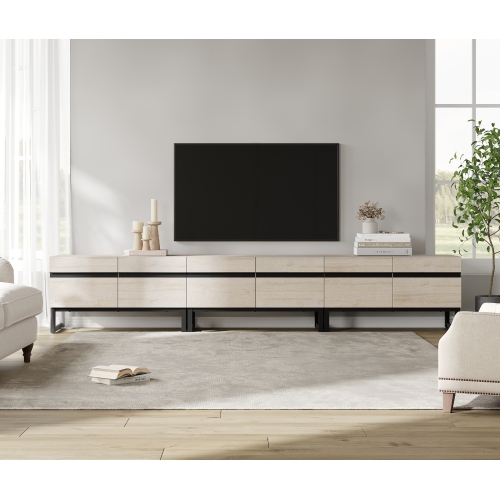 Image 1 of 7.. WAMPAT Modern TV Stand for TVs up to 110 inch, 3 in 1 Entertainment Center TV Console with Storage Cabinets and Metal Base,Media Console for Living