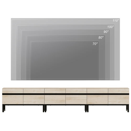 WAMPAT Modern TV Stand for TVs up to 110 inch, 3 in 1 Entertainment Center TV Console with Storage Cabinets and Metal Base,Media Console for Living