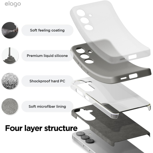 Elago Compatible avec Samsung Galaxy S25 Plus, étui en silicone liquide, antichoc, étui mince pour téléphone, doublure en microfibre douce