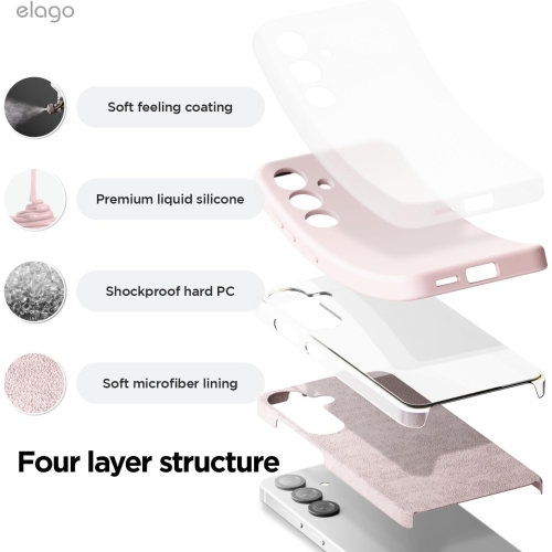 Elago Compatible avec Samsung Galaxy S25 Plus, étui en silicone liquide, antichoc, étui mince pour téléphone, doublure douce en microfibre