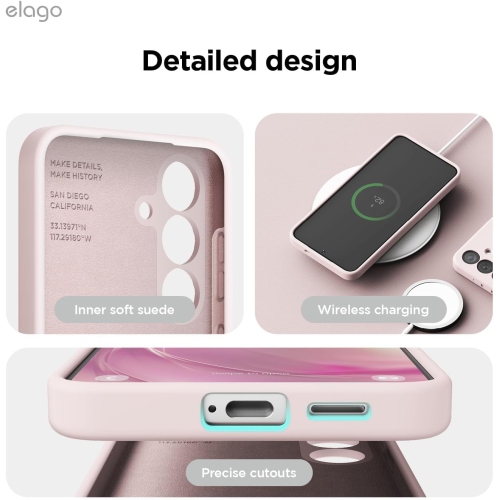 Elago Compatible avec Samsung Galaxy S25 Plus, étui en silicone liquide, antichoc, étui mince pour téléphone, doublure douce en microfibre