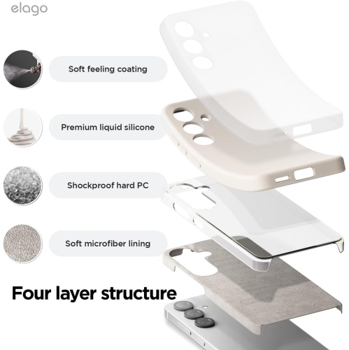Elago Compatible avec Samsung Galaxy S25 Plus, étui en silicone liquide, antichoc, étui mince pour téléphone, doublure douce en microfibre