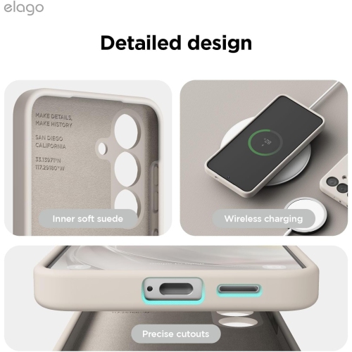 Elago Compatible avec Samsung Galaxy S25 Plus, étui en silicone liquide, antichoc, étui mince pour téléphone, doublure douce en microfibre