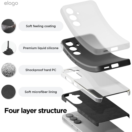 Elago Compatible avec Samsung Galaxy S25 Plus, étui en silicone liquide, antichoc, étui mince pour téléphone, doublure douce en microfibre