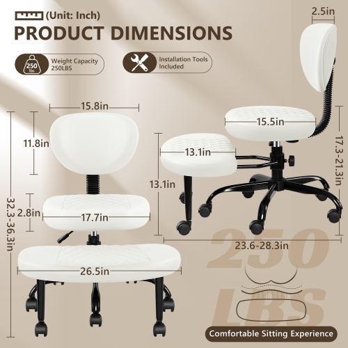 Coolhut Ergonomic Cross-Legged Office Chair, Squatting Kneeling Chair Yoga Meditation Chair with Wheels, ADHD Stool Swivel Desk Chair, Adjustable
