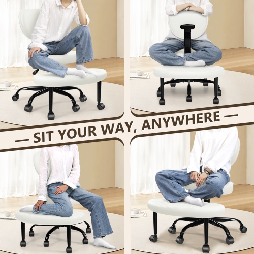 Coolhut Ergonomic Cross-Legged Office Chair, Squatting Kneeling Chair Yoga Meditation Chair with Wheels, ADHD Stool Swivel Desk Chair, Adjustable