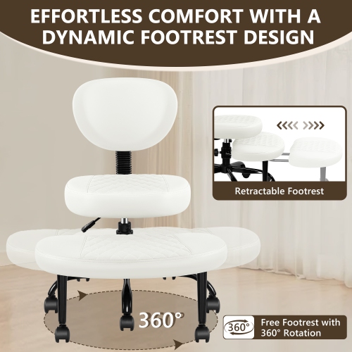 Coolhut Ergonomic Cross-Legged Office Chair, Squatting Kneeling Chair Yoga Meditation Chair with Wheels, ADHD Stool Swivel Desk Chair, Adjustable