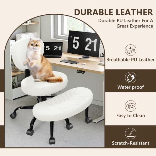 Coolhut Ergonomic Cross-Legged Office Chair, Squatting Kneeling Chair Yoga Meditation Chair with Wheels, ADHD Stool Swivel Desk Chair, Adjustable