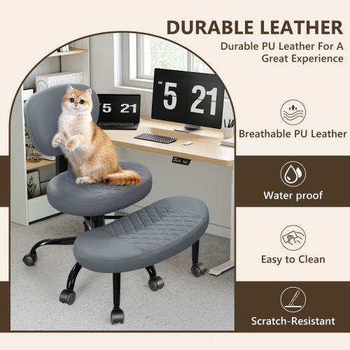 Coolhut Ergonomic Cross-Legged Office Chair, Squatting Kneeling Chair Yoga Meditation Chair with Wheels, ADHD Stool Swivel Desk Chair, Adjustable