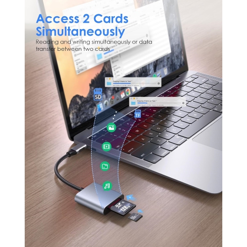 USB C to SD/Micro SD Card Reader, Type C SD 3.0 Card Adapter Compatible 2023-2016 MacBook Pro 13/15/16, New Mac Air/iPad/Surface, Chromebook, Stable